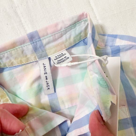 Janie & Jack One Piece Plaid Button Down. Long Sleeve Snap Baby Boy Size 3-6 mos - Picture 5 of 6
